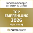 ProvenExpert Top Empfehlung 2026